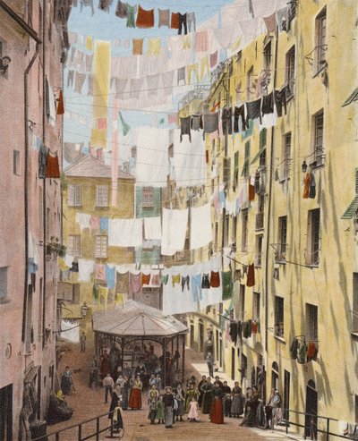 Street in the Old Quarter of Genoa, Italy by European Photographer