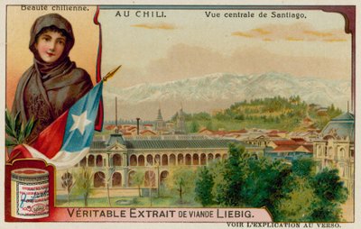 A Chilean Beauty and View of Central Santiago by European School