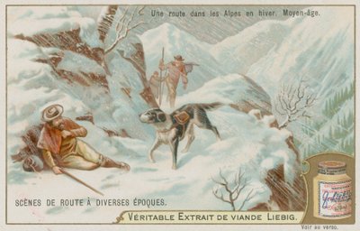 A Medieval Road Over the Alps in Winter by European School