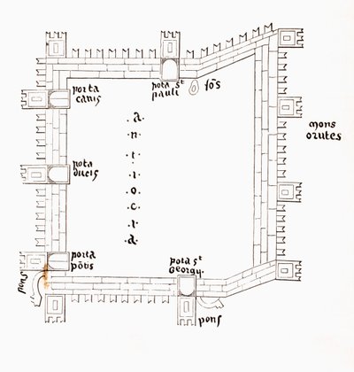 A Plan of 13th Century Antioch showing its Five Gates, c.1880 by European School