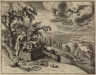 Angel intervening to stop Abraham from sacrificing his son Isaac by European School