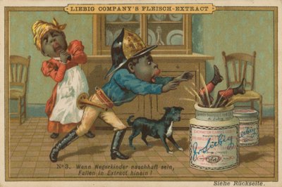 Cartoon African Falls into Liebig Meat Extract Jar by European School