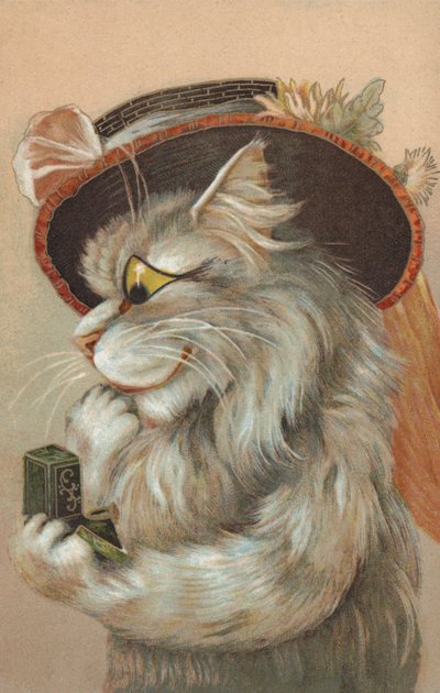 Cat Wearing a Hat and Looking at a Ring by European School