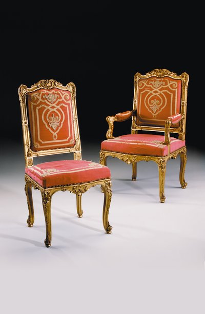 Chairs from a set of fourteen, possibly French, in the Regence style by European School