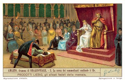 Claudius reacting to the scene depicting the murder of the Player King by European School