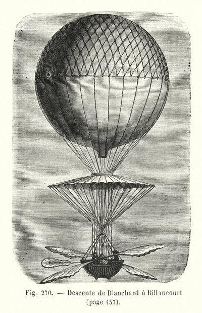 Descent of Blanchard at Billancourt (engraving) by European School