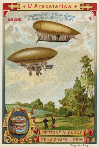 Dirigible airships of Haenlein (1872) and Renard and Krebs (1885) by European School