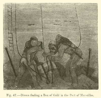 Divers Finding a Box of Gold in the Port of Marseilles by European School