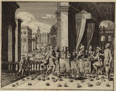 Egypt afflicted by the plague of frogs by European School