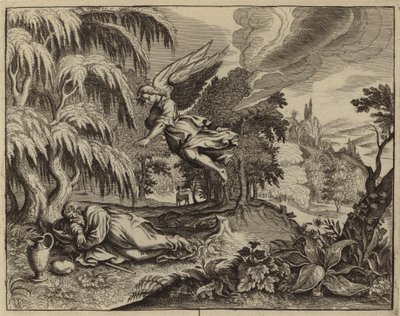 Elijah roused by an angel in the wilderness by European School
