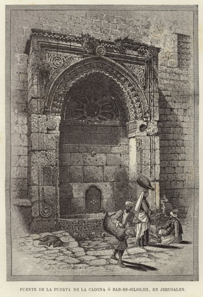 Fountain of the Chain Gate or Bab-Es-Silsileh, in Jerusalem by European School