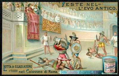 Gladiatorial combat in the Coliseum, Rome by European School