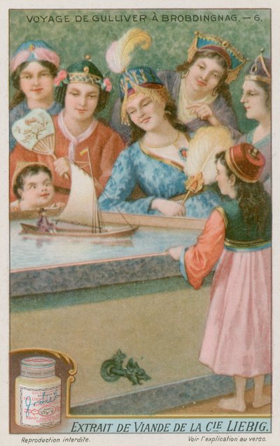 Gulliver in a Toy Boat by European School