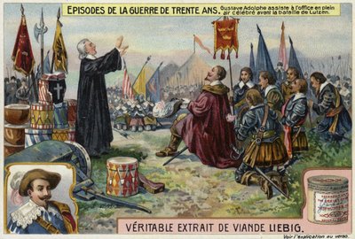 Gustavus Adolphus of Sweden Attends an Open Air Service Before the Battle of Lutzen, Germany, 1632 by European School