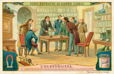 Hans Christian Oersted Showing His Friends the Deviation of the Magnetic Needle Under the Influence of an Electric Current, 1820 by European School