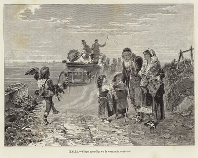 Blind Beggar in the Roman Countryside by European School