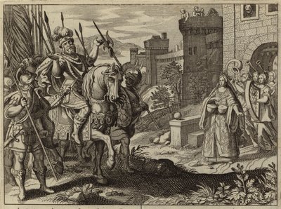 Jephthah greeted by his daughter after defeating the Ammonites by European School