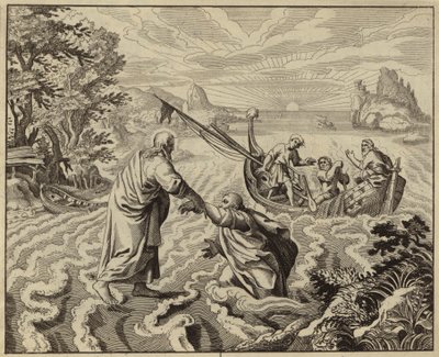 Jesus Christ Walking on the Sea of Galilee by European School
