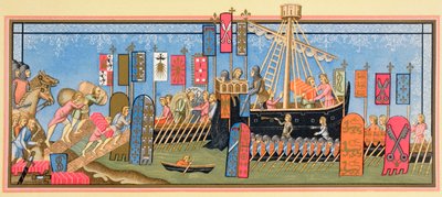 Knights of the Holy Ghost embarking for the Crusades by European School