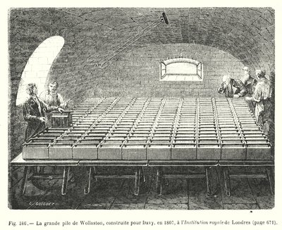 The Great Wollaston Pile, Built for Davy, in 1807, at the Royal Institution of London (engraving) by European School