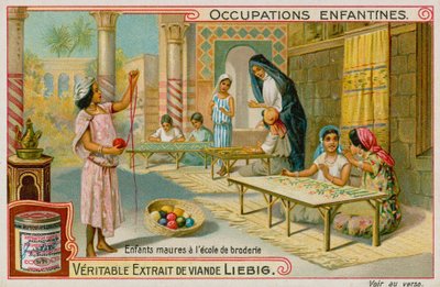 Moorish Children Working at a School of Embroidery by European School