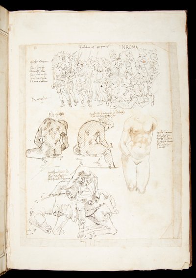Drawing including a view of the Spinario from the back, late 15th century by European School