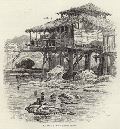 Palestine, Baths and Cafe in Beirut by European School