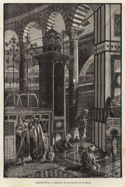 Palestine, Interior of the Dome of the Rock by European School