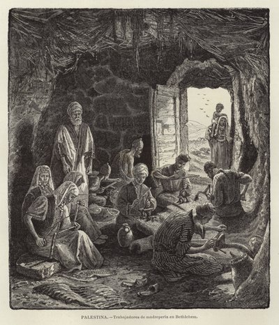 Palestine, Mother-of-Pearl Workers in Bethlehem by European School