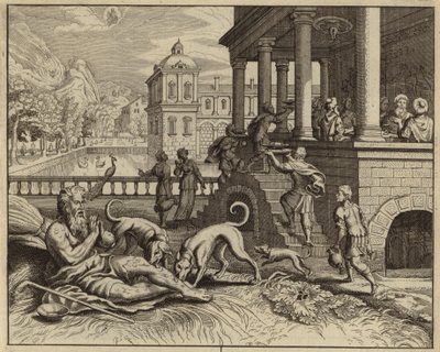 Parable of the rich man and Lazarus the beggar by European School