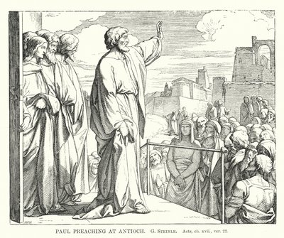 Paul Preaching at Antioch, Acts, ch xvii, ver 22 by European School