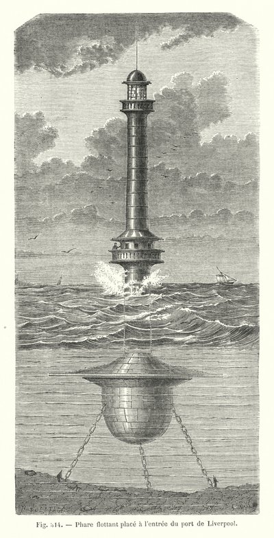 Floating Lighthouse Placed at the Entrance of the Port of Liverpool (engraving) by European School