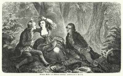 Philinen crowning Wilhelm Meister with a wreath: scene from Johann Wolfgang Goethe