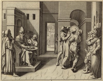 Pontius Pilate Washing His Hands After Jesus Christ is Sentenced to Death by European School