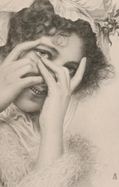 Portrait of a Woman Hiding Behind Her Hands by European School