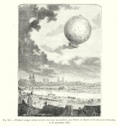 First Aerial Voyage in a Montgolfier, by Pilatre de Rozier and the Marquis d