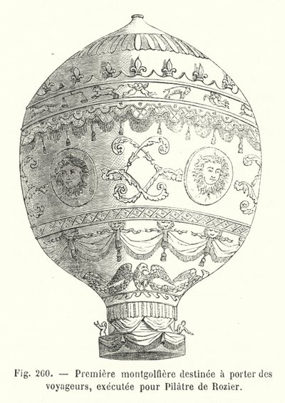 First Montgolfier Intended to Carry Passengers, Made for Pilatre de Rozier (engraving) by European School