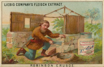 Robinson Crusoe, Construction of the Hut by European School