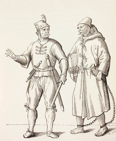 Sixteenth century Galley Soldier with a Galley Slave, c.1880 by European School