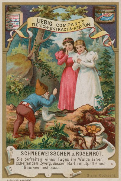 Snow White and Rose Red Help the Dwarf with his Beard by European School