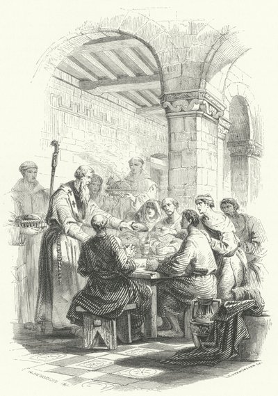 St Eligius Serving Food to the Poor (engraving) by European School