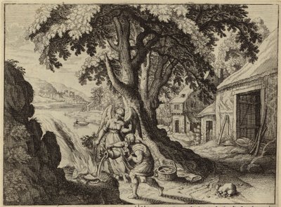 The Angel of the Lord Appearing to Gideon (engraving) by European School
