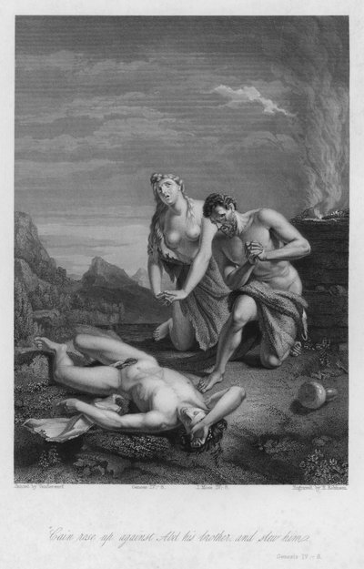 The First Death, Genesis IV, 8 (engraving) by European School