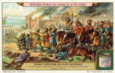 The Mongols invade Poland and Silesia and burn Breslau by European School