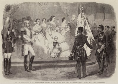 The War, Presentation to the Empress-Regent Eugenie of an Austrian Flag Taken at Magenta by European School