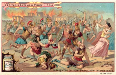 The Destruction and Burning of Troy by European School