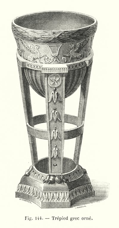 Ornate Greek Tripod (engraving) by European School