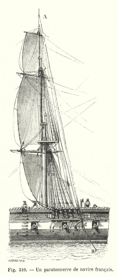 A French Ship Lightning Rod (engraving) by European School