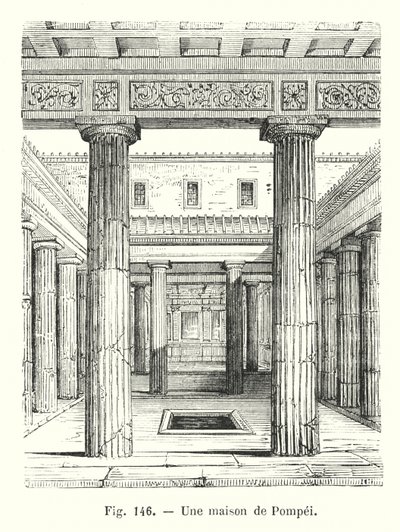 A House in Pompeii (engraving) by European School
