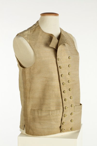 Waistcoat in Woven Silk with Fine Gold, Cream and Orange Stripes, c.1780-90 by European School